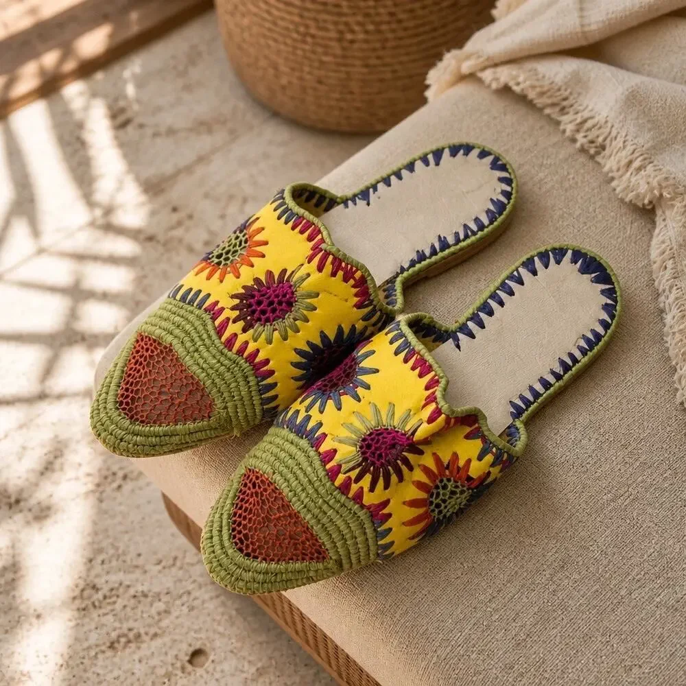 Embroidered Colorful Floral Loafers Womens 7 Hippie Boho Indie Beachy Vacation
